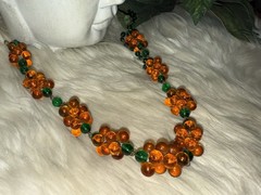 Louis Rousselet Rare Gorgeous Gripoix Green & Amber Glass In 25 Inches Long! D5
