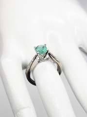 Estate $4000 1.50ct AAA+++ Natural Emerald VS G Diamond Platinum Wedding Ring 5g