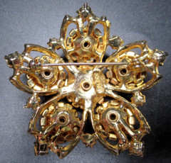 EDLEE Champagne & Ice Rhinestone Vintage Pin Brooch