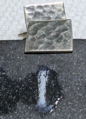 Vintage Sterling Silver 17 mm Hammered Square Attached Hook Dangle 925 Earrings