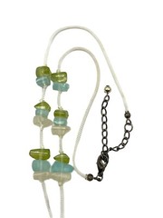 Dragonfly Pendant Abalone MOP Shell Choker Necklace Sea Glass White Green Blue