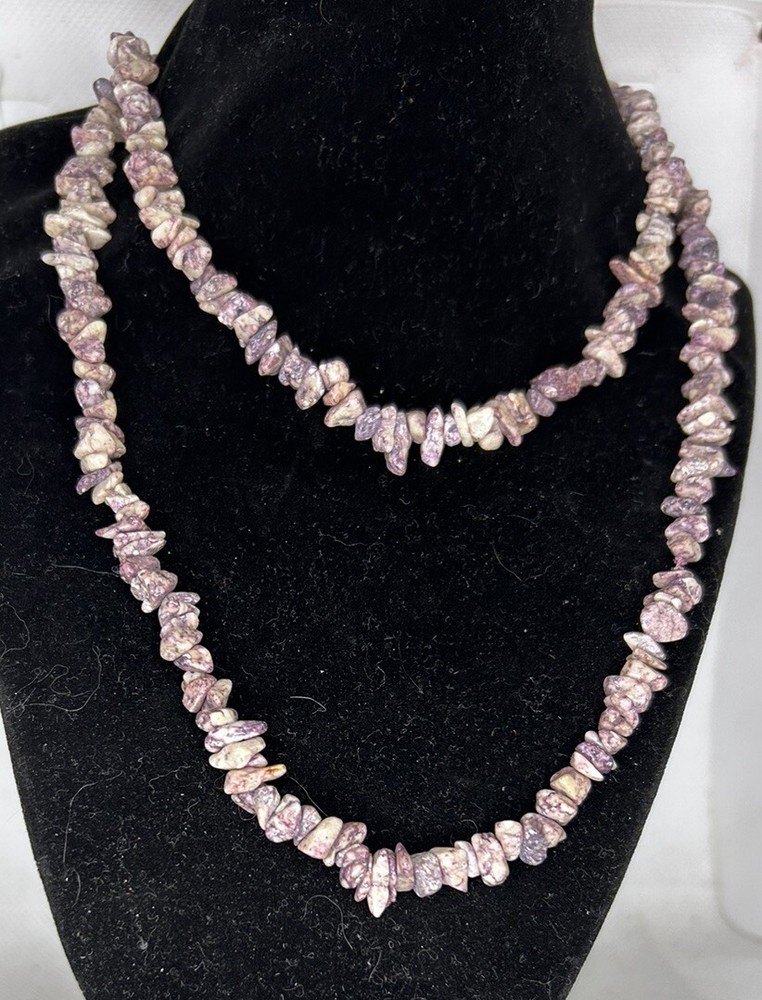 Long Strand Necklace -Natural Garnet Beads Agate -32 in