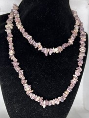 Long Strand Necklace -Natural Garnet Beads Agate -32 in