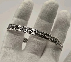 Vintage .925 Sterling Silver Braided Woven Belt Buckle Bracelet 21g