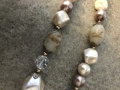 Vintage Coro Creamy Beige Gold Tones Painted Faux Pearls 2 Strand Necklace