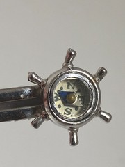 Vintage Swank Captain Wheel Compass Men’s Tie Clip Silver Tone 1950s Nautical