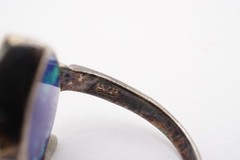 Vintage Sterling Silver 925 Black Onyx Azurite Spinner Ring Size 6.5