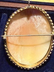 Vintage Italian 800 Silver Vermeil Cameo Jewelry Set Three Graces Clip Earrings