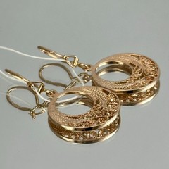 Very Rare USSR Vintage 14K 583 Rose Gold Openwork Dangle Earrings 5,35 g.