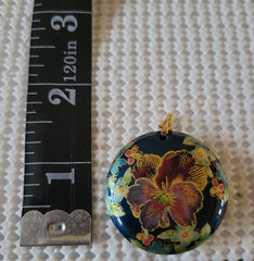 Cloisonne Elegant Vintage Style Dark Blue Floral Pendant with Gold Accents
