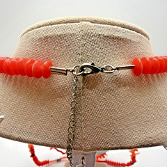 Vintage Faux Coral Necklace Orange Acrylic & Lucite Multi Strand Size 28.5”