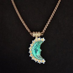 Kirks Folly Goddess Moon Magnetic Necklace & Pendant 30″ Celestial Gold Tone