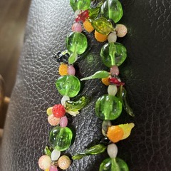 VINTAGE Fruit Salad Glass Bead Necklace 18 In. Barrel Clasp NICE