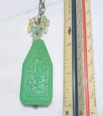 SALE! VINTAGE EGYPTIAN REVIVAL GLASS PENDANT URANIUM FLOWER NECKLACE ARTISAN