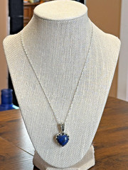 Vintage 925 Sterling Silver Lapis Lazuli Pendant Necklace 18″ Excellent Cond.