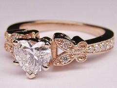 Art Deco Vintage Antique 2.90 Ct Diamond Wedding Ring 14K Set Rose Gold Over