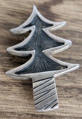 Vintage Mexico 925 Sterling Silver Modernist Tree Brooch Christmas Pin 1.5” 7g