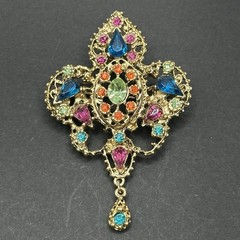 Colorful Rhinestone Dangle Brooch Pin J29A