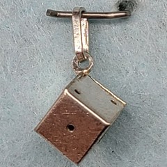 Vintage Sterling Silver 3D Dice Charm Pendant 925 Cube