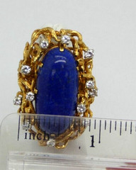 Custom Massive Estate 18k Gold Lapis Lazuli & Diamond Ring Must See