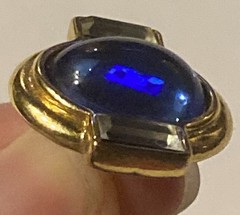 YSL Yves Saint Laurent Blue Glass Cabochon Gold-tone Pierced Earrings