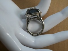Vintage Avon Art Deco Black Oval Ring Silver Tone Gothic Filigree Size 8.5