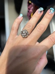 Vintage 14K White Gold Cocktail Ring with Diamonds (Size 5.25)