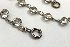 Art Deco 1920s Necklace Sterling Silver Rhinestone Crystal Open Back Bezel 16.5″