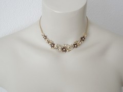 Attwood & Sawyer Collier Necklace Vintage Enamel Rhinestone Gold 39 cm