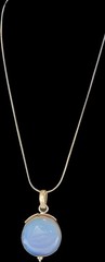 Vintage Opalite Pendant 925 Silver Snake Chain Necklace Round Bezel Setting 18″