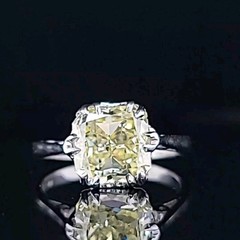 Platinum Vintage Engagement Ring 3.02ct.Natural Yellow Radiant Cut Diamond GIA