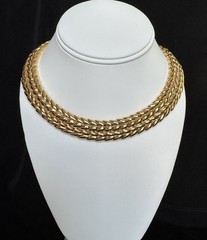 Ciner Herringbone Collar Necklace Gold Plated Heavy 195g Vintage