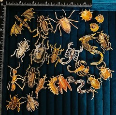 23pc Insect Brooch Lot Rhinestone Enamel Beetle Spider Scorpion Snake Pin Bulk