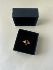 Vintage Red Cubic Zirconia Ring Gold Plated Womens Size 8.5