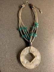 Boho Statement Necklace Vintage Signed Anthony Alexander Glass Beads Silvertone