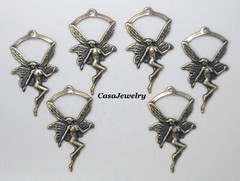 #0449 ANTIQUED GOLD PIXIE/NYMPH W/TOP HANG RING – 6 Pcs