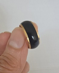 Vintage 80’s NOS 18kGold Electroplated Black Enamel Band Ring Size 6