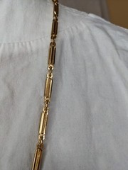 Signed Monet Bar Panel Link Chain Necklace Gold Plated Retro 70s Ex Long 36 In