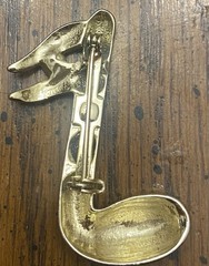 Vintage Silver Tone Music Note Brooch Pin with Rhinestone Accent Sixteenth Note