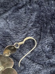 Vintage .925 Sterling Silver Triple Heart Dangle Earrings Etched Tiered