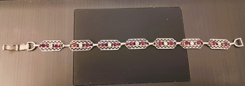 Van Dell sterling silver bracelet with stones ~ RARE