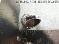1″ GOLDSTONE Spider style Sterling Silver 0.925 Estate COCKTAIL BAND RING size 9