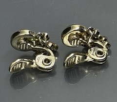 Monet Women’s Clip On Earrings Gold Tone Metal Faux Pearl Rhinestone 0.6”