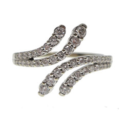 Designer 10k Solid White Gold 1ct Natural Diamond Double By-Pass Ring Size 8.5