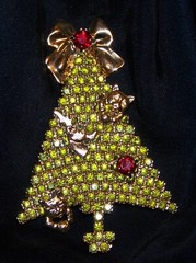 ANTHONY ATTRUIA Christmas Tree Pin Brooch-Cat Reindeer-Signed-Estate Jewelry