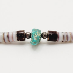 Southwestern USA Heishi Olive Shell Turquoise Stone Center Handcrafted Necklace