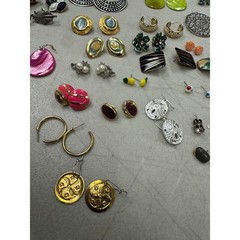 Vintage Estate Gold Silver Tone Enamel Hoop Stud Dangle Drop Earrings Lot of 41