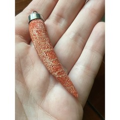 Vintage Sponge Coral Horn Necklace Pendant Red Orange