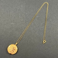 Vintage Locket Necklace Floral Senior Award 12KT Gold Filled Chain Marathon 18″