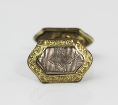 VINTAGE BELAIS TWO TONE 14K GOLD TALON GRIP CUFF LINKS